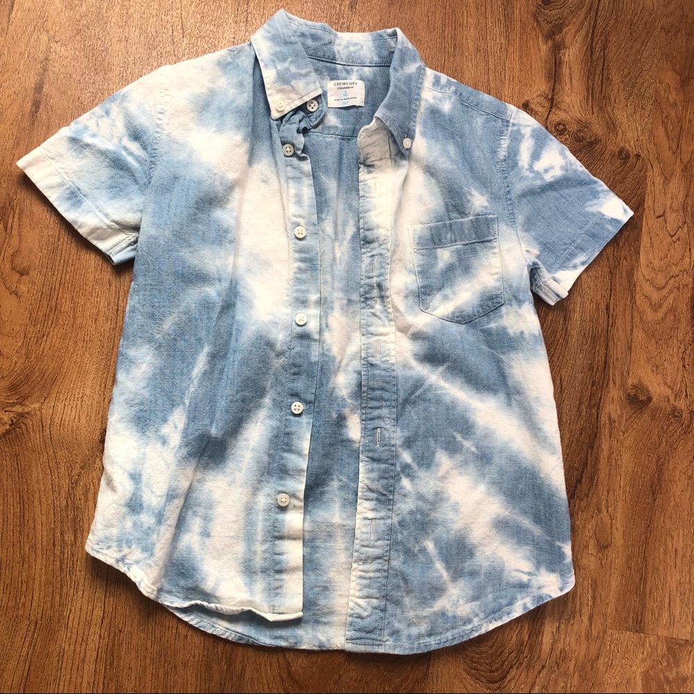 J. Crew Crewcuts Chambray Tie-dye Short Sleeve Shirt